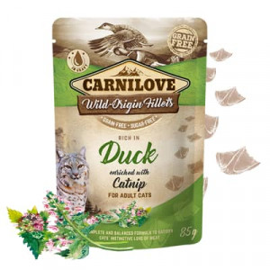 CARNILOVE CAT DUCK with CATNIP konservi kaķiem Pīle mērcē 85g